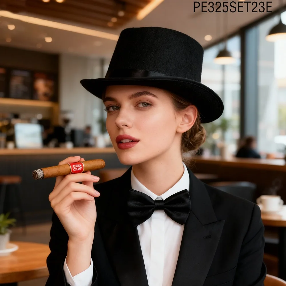 PESENAR Vintage Herren Dress Up Set Schwarz Zylinder Fliege Zigarre Prop Gefälschte Bärte Gentleman Thema Party Kostüm