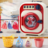 Washing Machine Toy for Kid Mini Simulation Furniture Kitchen Electric Toy Washer Dryer Set Light Music Pretend Play Girl Gift