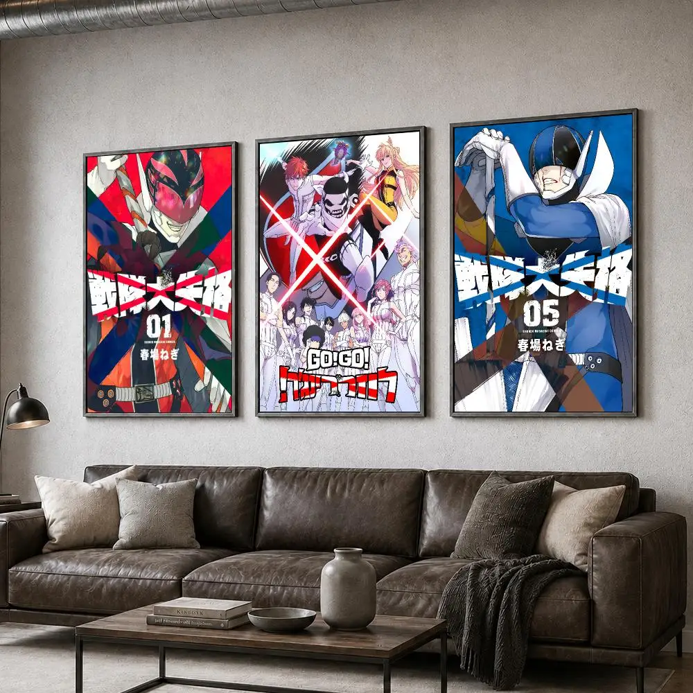 Anime Go Go Loser Ranger D Dragon Keepers Sentai Poster  PP Self Adhesive Home Garage Dorm Bar Wall Decor Aesthetic Retro Gift