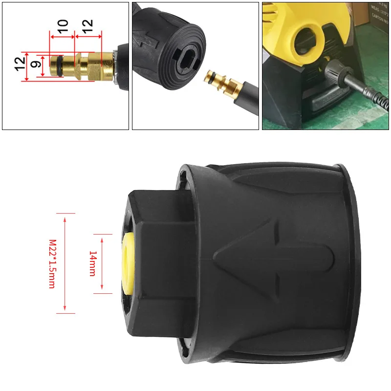 M22 14MM Male Outlet High Pressure Washer Gun to Hose Connector for Karcher K2-K7 Car Cleaning Adapter Nozzle Pipe Converter