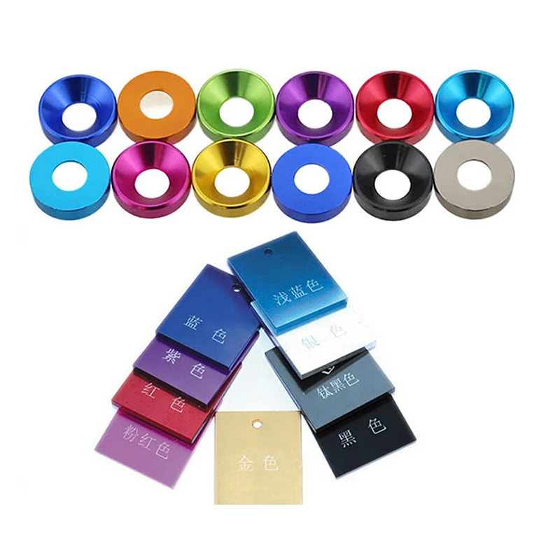 

5 pcs M2/M2.5/M3/M4 Aluminum Alloy Aluminum Flat Washer Colourful Anodized Countersunk Head Bolt Washers