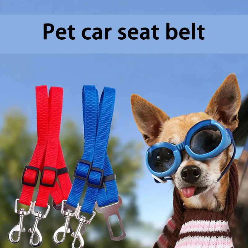 Laisse de ceinture de sécurité de voiture à double tête réglable, sécurité de véhicule pour animaux de compagnie, colliers de chien de traction à