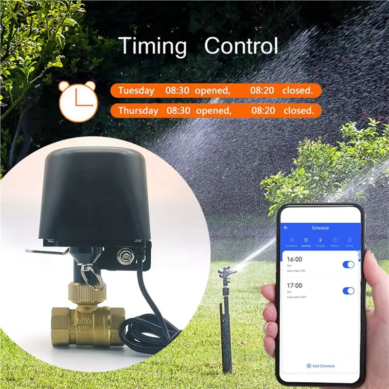 ABJT-2X Wifi Smart Water Valve DN20,App Remote Control Faucet Timer,Smartlife Alexa Google Assistant Compatible-EU Plug