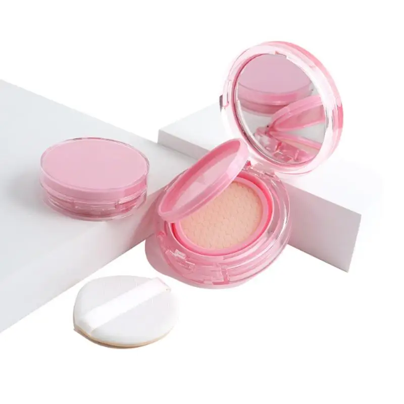 Tragbare Leere Luftkissen-Box mit Puderquaste & Spiegel Kompakter Foundation-Behälter BB Cream Container DIY Make-up-Tool