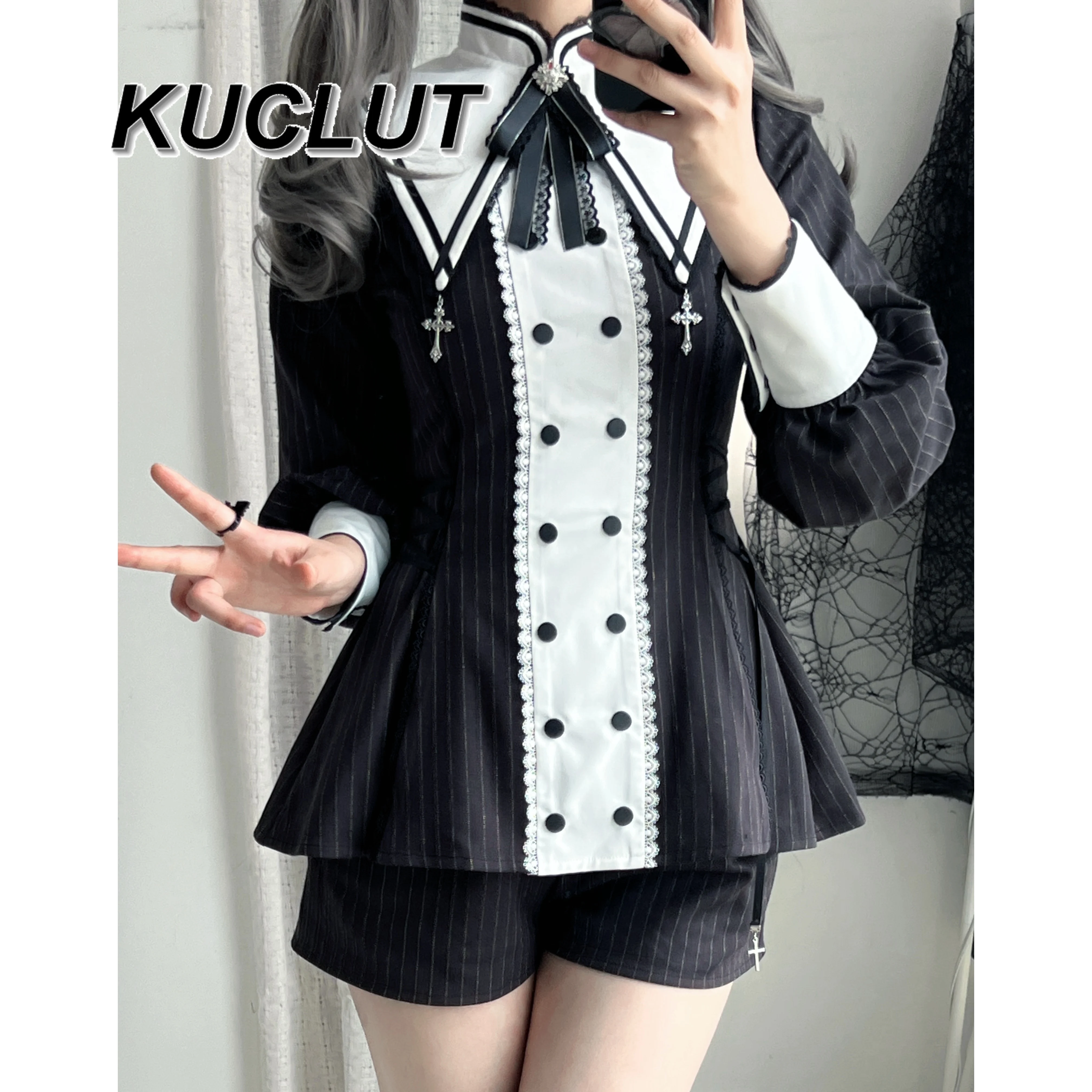 

Spring Summer Two Piece Sets Womens Outifits Japanese Style Casual Suit Lace Girl Long/short Sleeve Top and Shorts Set