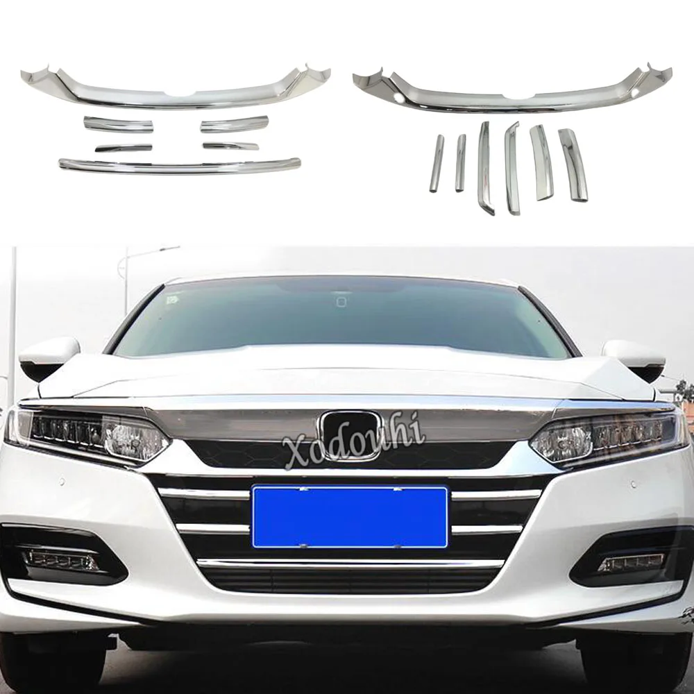 

Car Body Protection Detector ABS Chrome Trim Front Up Grid Grill Grille Pane For Honda Accord 10th 2018 2019 2020 2021 2022 2023