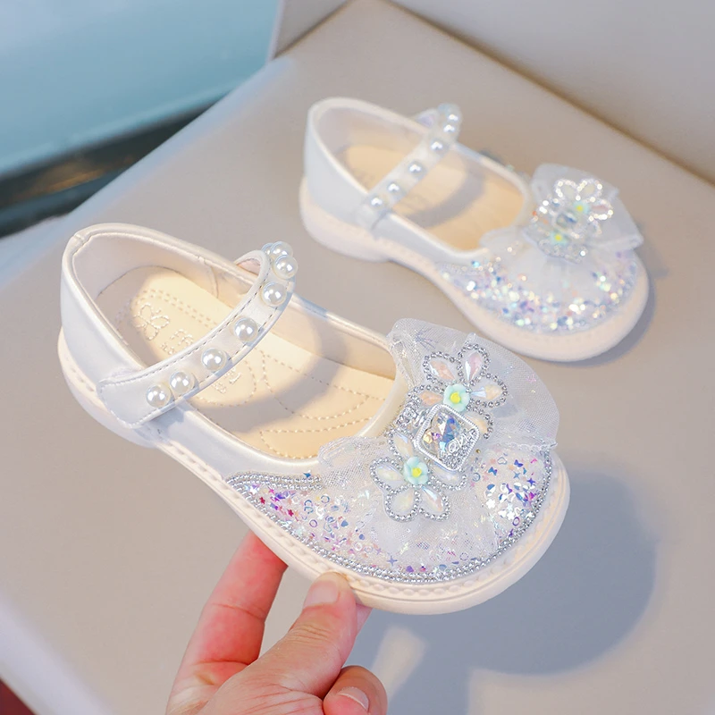 حار بيع خفيفة الوزن للأطفال مريحة القوس لينة الأحذية المسطحة الربيع والخريف أزياء الأميرة لؤلؤة أنيقة عارضة الأحذية