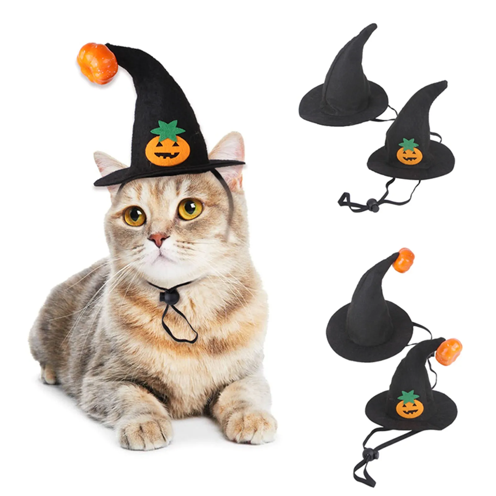 Pet Supply Accessory Wear Cat Halloween Witch Hat Pet Costume Accessory Pumpkin Decorated Adjustable Tie Wear Small Dog Cat 2026