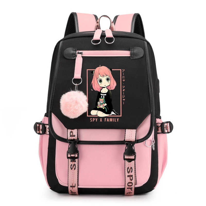 Mochila de impressão Anime para crianças, Bolsa escolar para adolescentes, Bolsa para laptop para meninos e meninas, Anya Forger