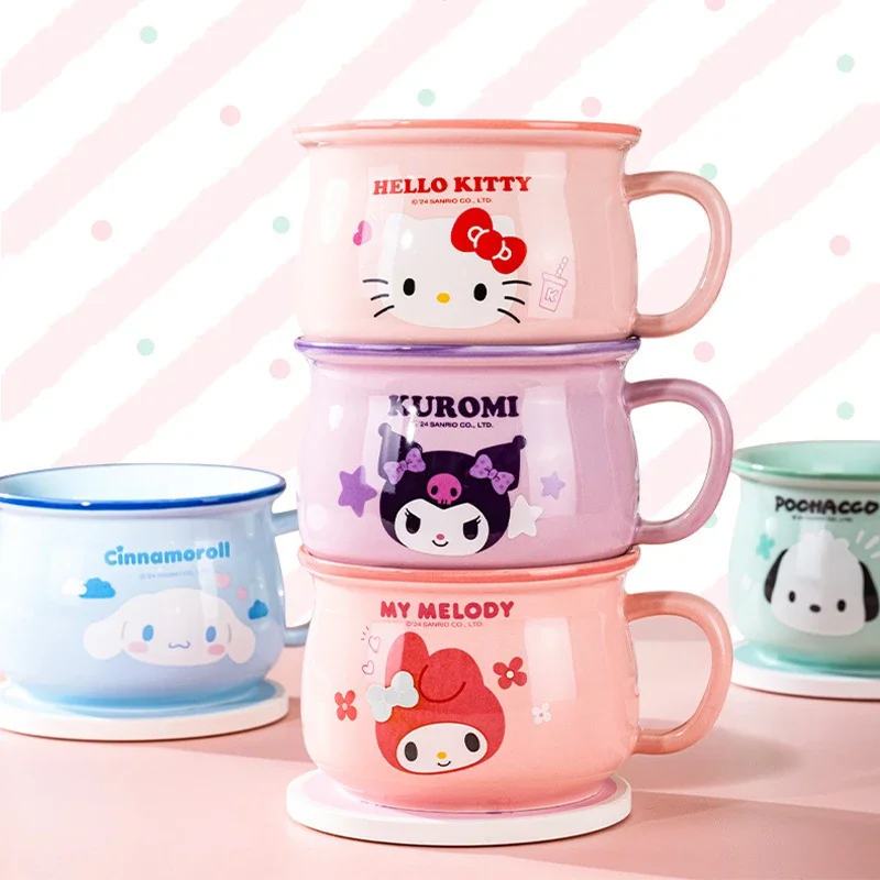 Sanrio Kawaii Hello Kitty Ceramics Drinking Cup My Melody Cinnamoroll Anime Cartoon Sweet Fashion Exquisite Gift Tea Coffee Cup