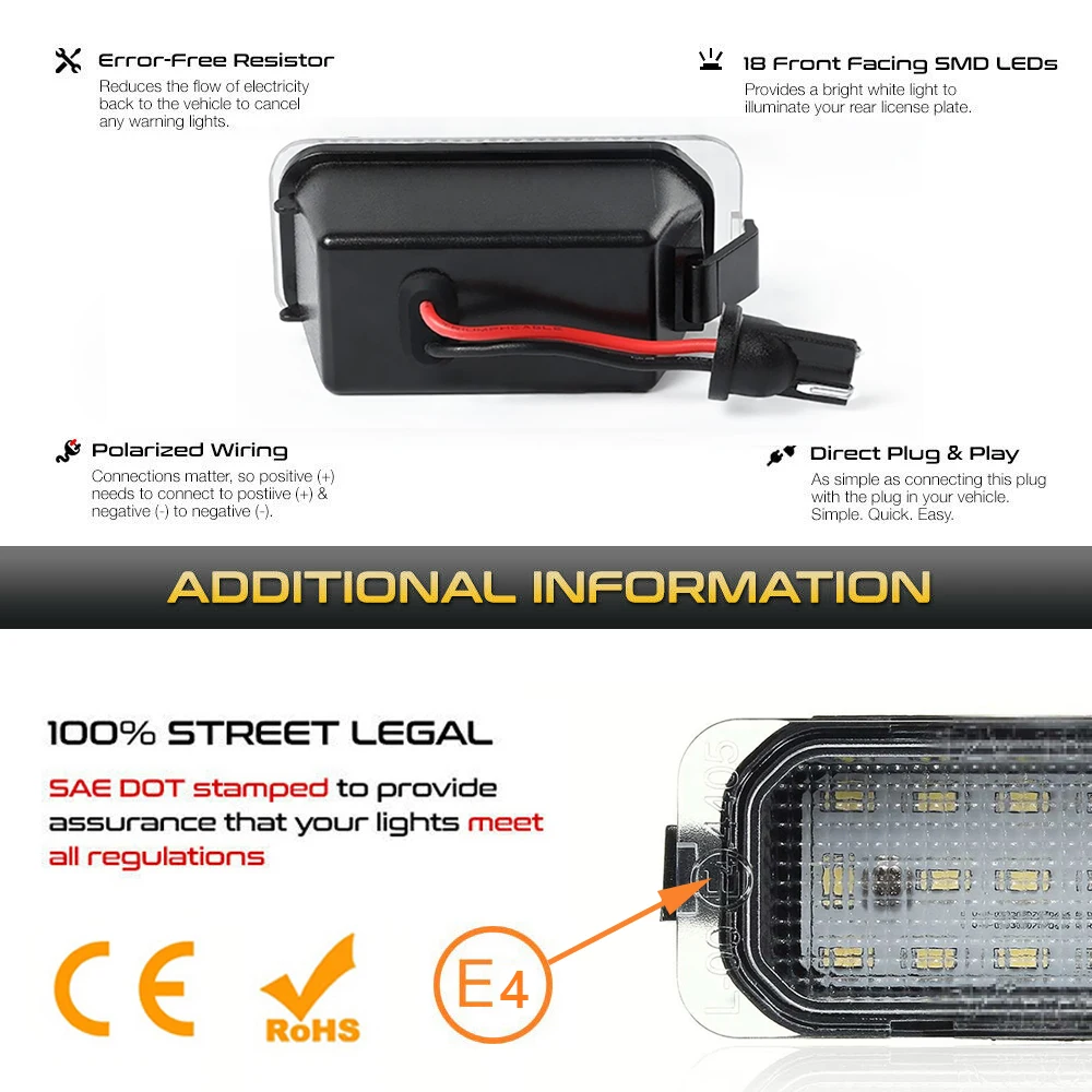 Lumière de plaque de planificateur de voiture LED, lampe de numéro pour Ford Mondeo Kuga Fi.C. Ranger Explorer ATIC Escape ktC-Max S-Max Focus, 2