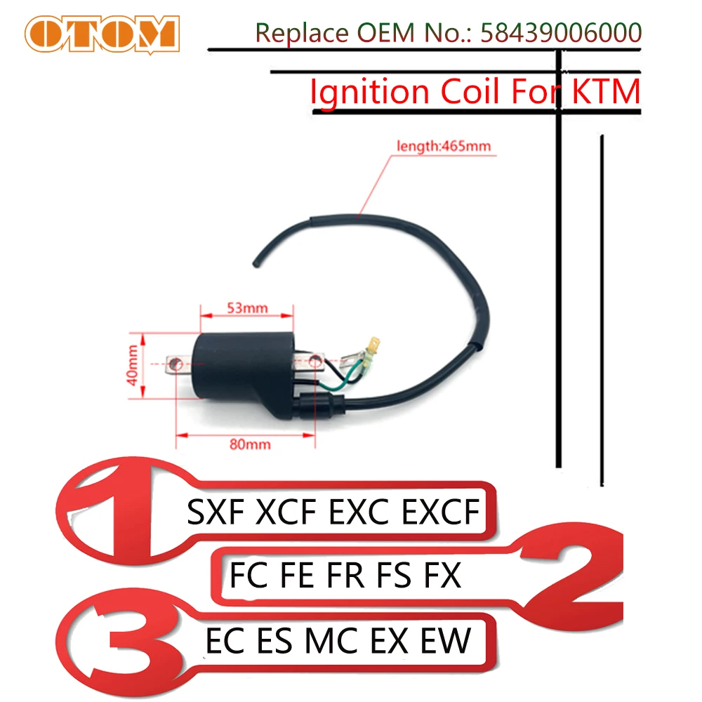 OTOM Motorcycle Ignition Coil High Pressure Coil For KTM SXF XCF 13-24 HUSQVARNA GASGAS EXCF FC FE FX EC EW MCF 250 350 450 500
