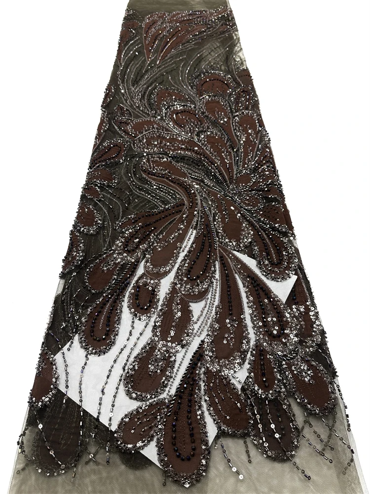 

Luxurious Nigerian Beaded Lace Fabric 2026 High Quality Sequins French Embroidery African Lace Fabric For Wedding
