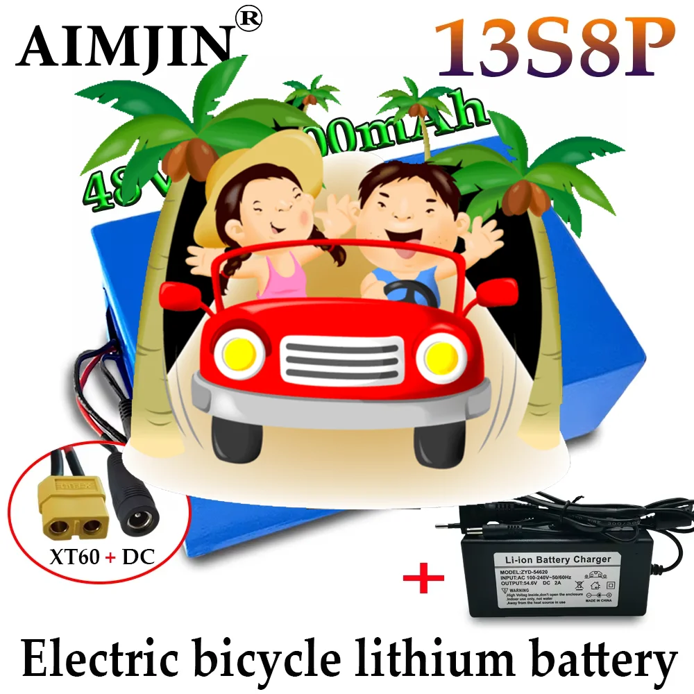 13S8P 18650 Lithium Battery Pack 48V 30AH 1000W Electric Bicycle Battery with 50A BMS XT60 Plug with charger