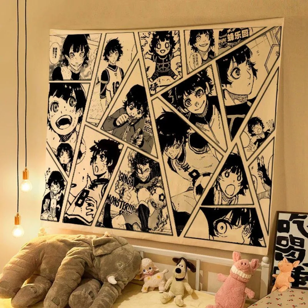 سوبر كول المشارك العلم اليابانية الساخن أنيمي الأزرق قفل نسيج ديكور المنزل غرفة المعيشة عنبر غرفة نوم خلفية القماش الجدار #5