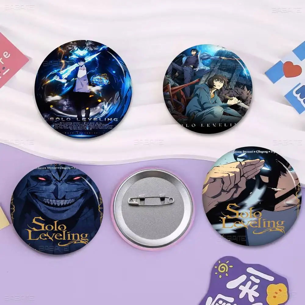 

S-Solo L-Leveling Anime Badges Creative Tinplate Soft Button Pins Animal Icon Brooch Lapel Backpack Badge Accessories Pin