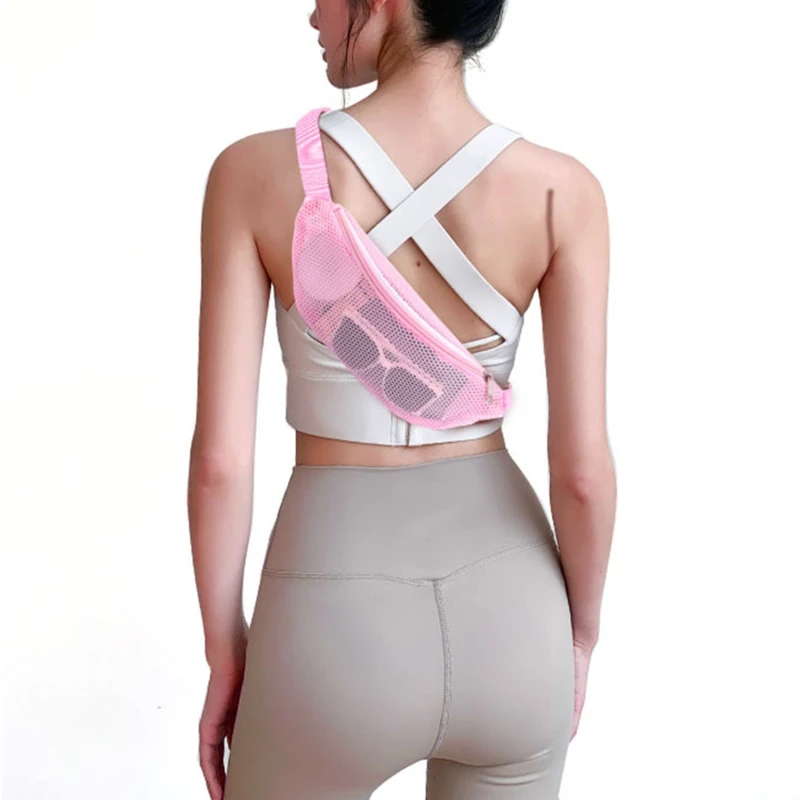 Sac de Plage en Maille pour Enfant, Pochette de Rangement pour Poudres, Fermeture Éclair, Sangle Réglable, Rond E27