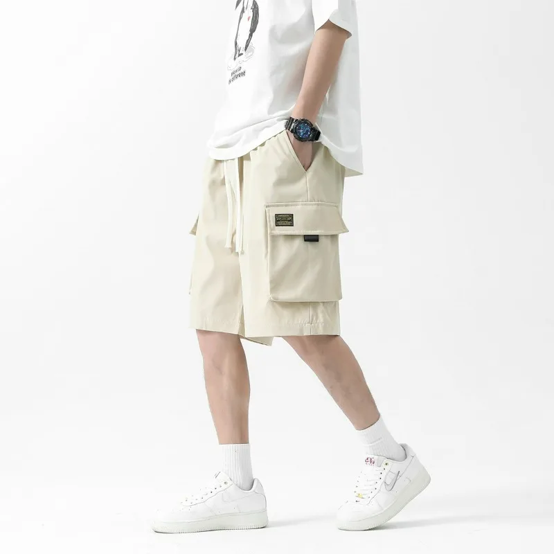 

KIDWHXR Summer Men's Cargo Shorts Casual Baggy Multi-Pockets Streetwear Shorts Male Fashion Loose Overalls Shorts Male Plus Size