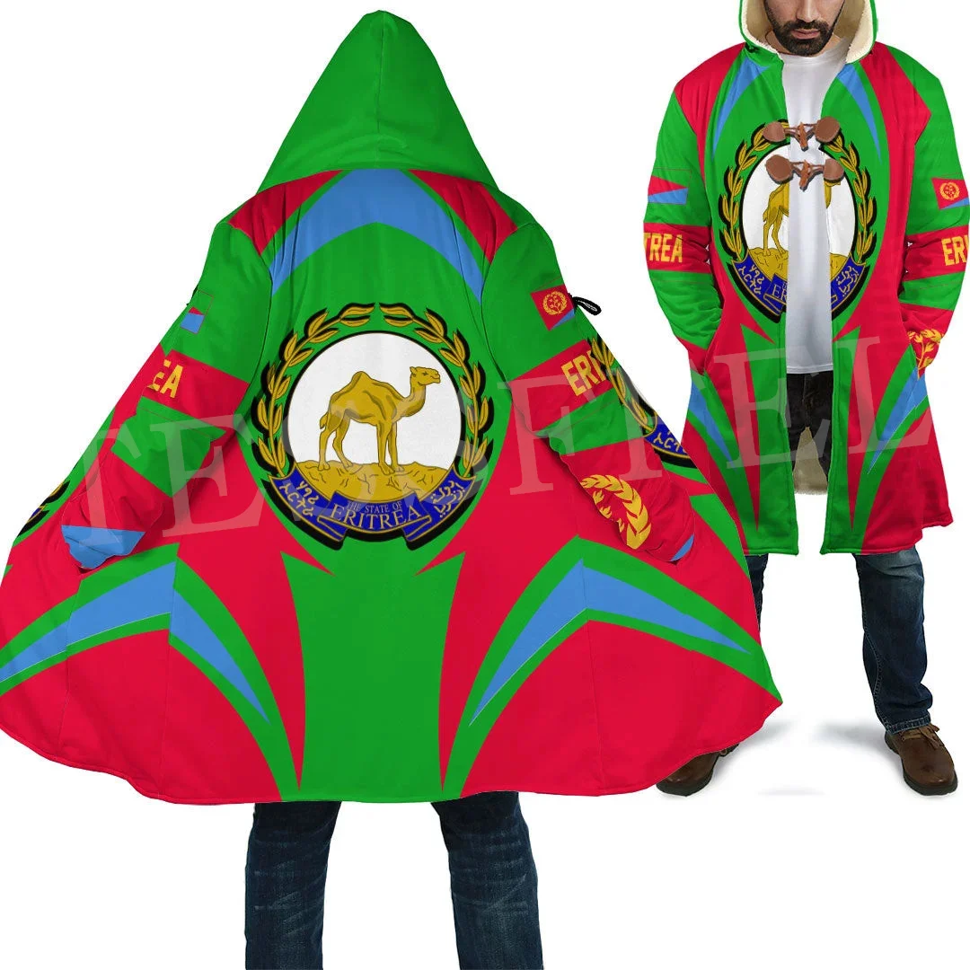 Newest Africa County Ethiopia Eritrea Tigary Lion Tattoo Retro 3DPrint Men/Women Winter Windbreaker Coat Hood Cloak Overcoat X3