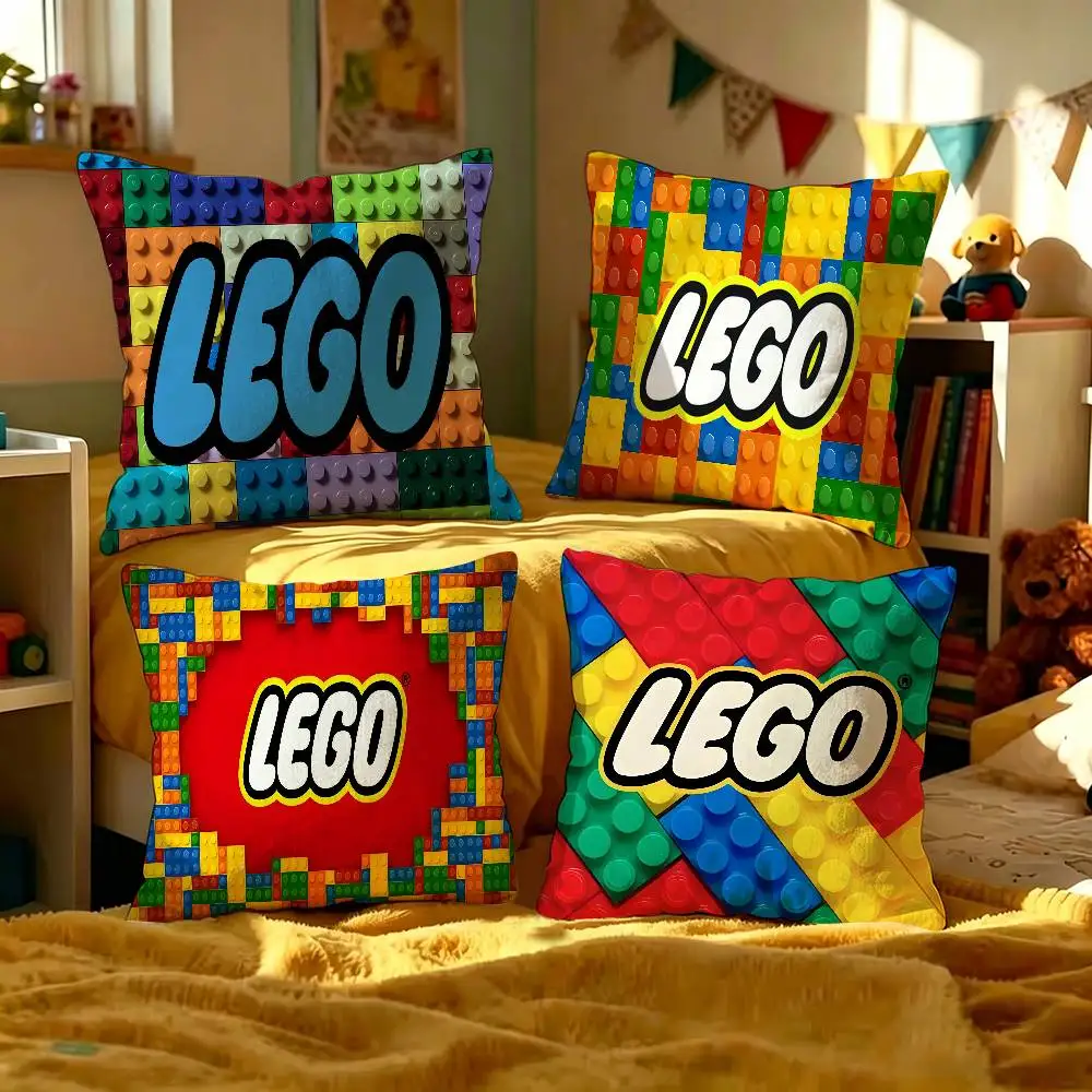 Cool For Legos Game Pillow Covers Cartoon Sofa Decorative Home Double-sided Printing Short Plush Cute Cushion Cover