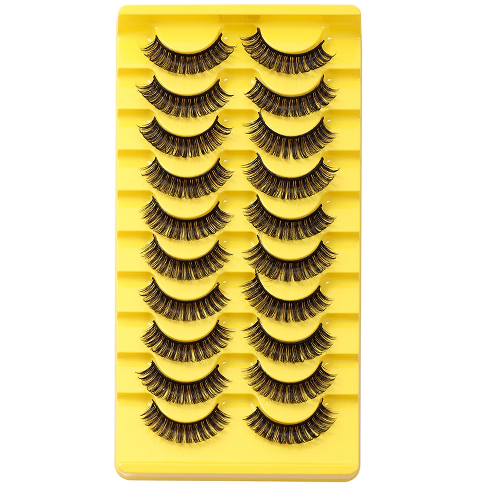 10 Pairs DD curl Russian Strips Lashes Faux Mink Lashes 3D Mink Lashes Fox Eyes Natural False Lashes Eyelashes Extension