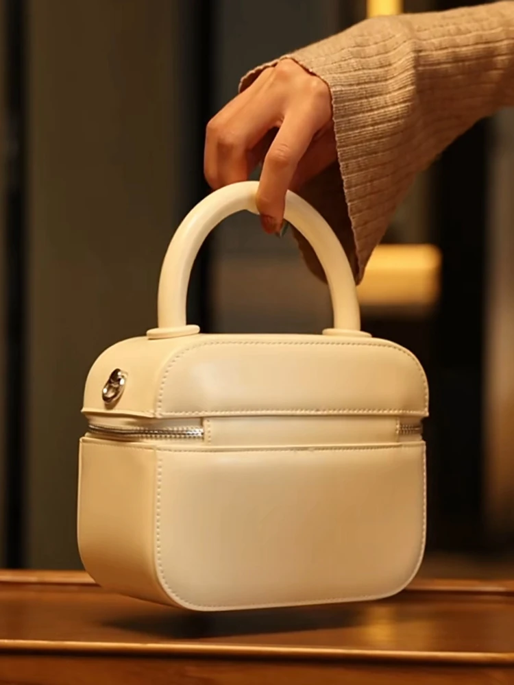 

Fashion Simple Unique Box Bag Women Genuine Leather Bag\Handbag Real Leather Lady Shoulder Crossbody Bag Cute Bag Small