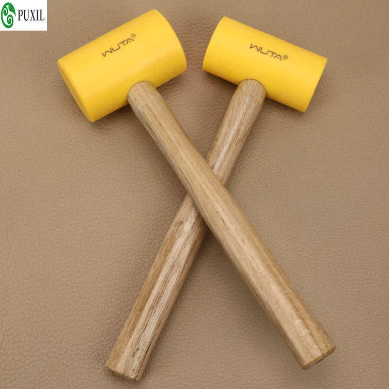 Yellow rubber hammer, leather hammer, handmade leather cutting hammer, double headed striking installation hammer, nylon hammer
