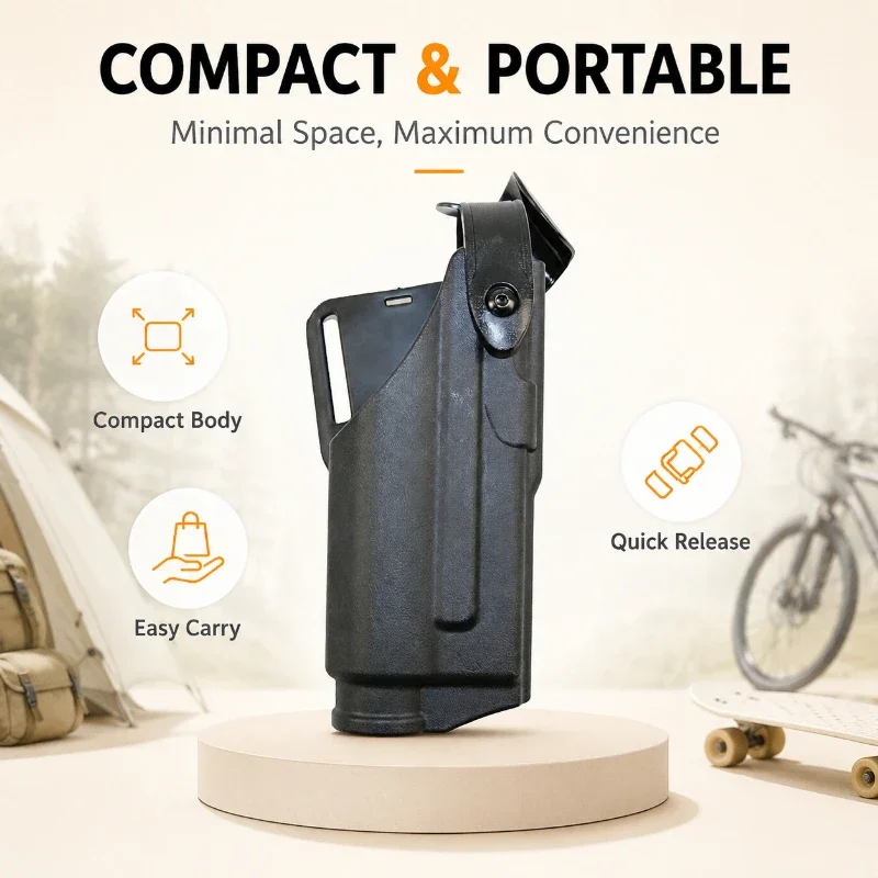 Sturdy Hard Plastic Waist Carry Container Rapid Pull-out Buckle Storage Case For Light-mounted Hobby Outdoor Gear
