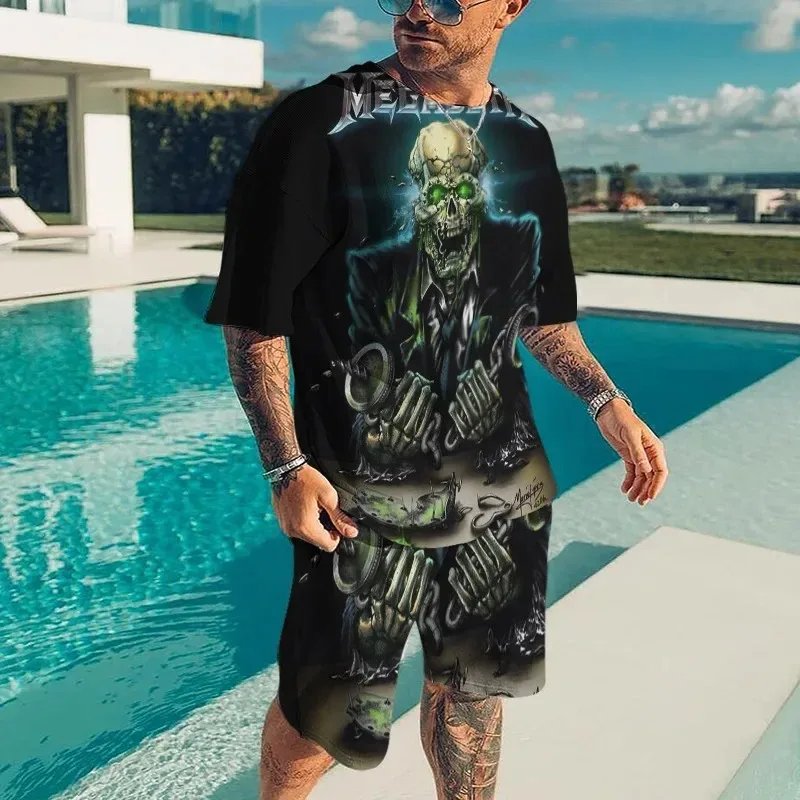 

Summer Street 2025 г., модные спортивные мужские и женские повседневные модные свободные шорты с короткими рукавами и 3D принтом Beast Element