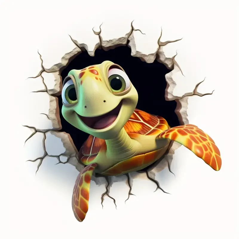 Sea Turtle 3D Effect Car Sticker - PE Material, Adhesive Funny Turtle Decal for Vehicle Windows, Walls, Laptops - Durable, Weath