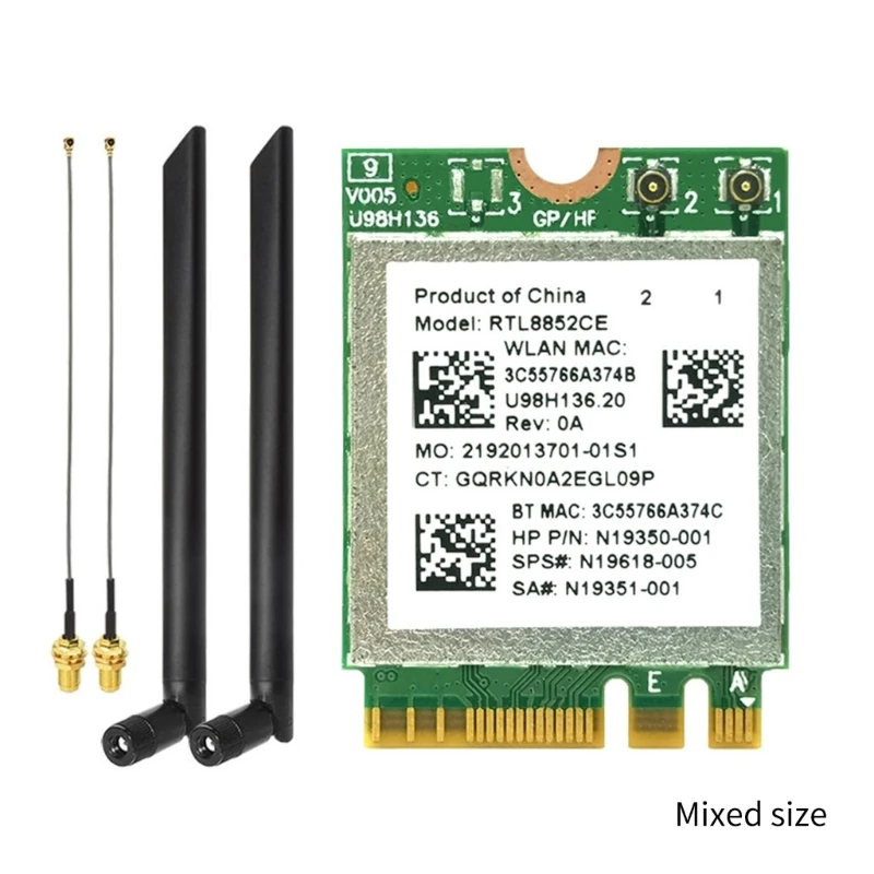 

RTL8852CE Wirelessly Card WiFi Adapter 5.2 Wirelessly 2.4/5/6Ghz 5400Mbps Wifi6e Receiver Networking Card