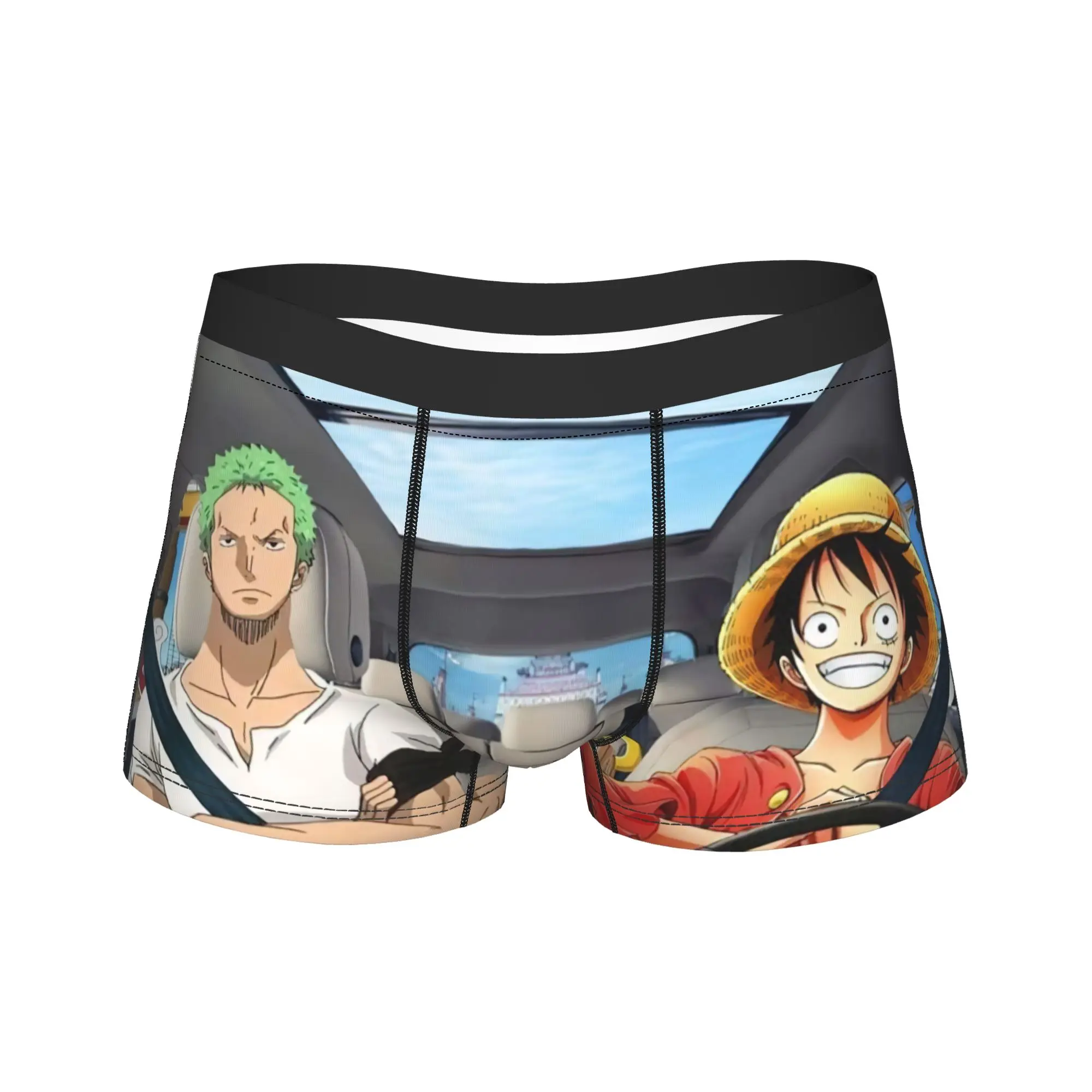 Men Japan Anime Zoro Luffy Skull Boxer Briefs Shorts Panties Soft Underwear One Piece Homme Sexy Plus Size Underpants