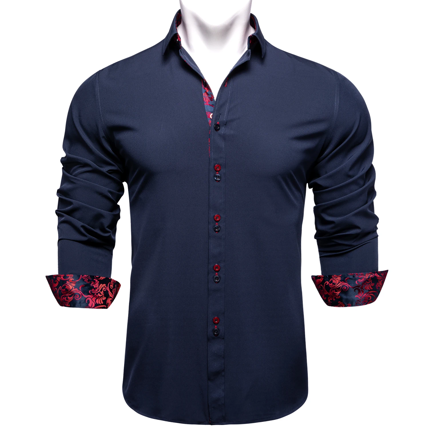 Camisa clásica de negocios para hombre, camisa masculina de manga larga con cuello de retales, ropa de fiesta, con botones, color gris, para primavera y otoño