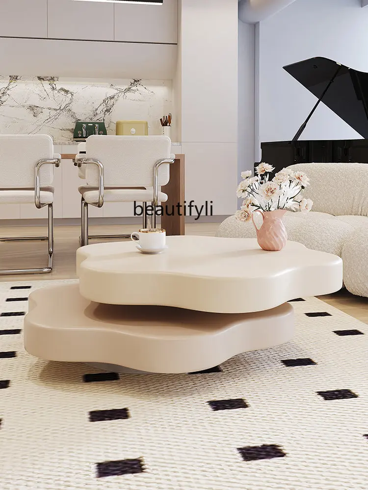 Cream Style Tea Table Simple Home Living Room round Rotating Cloud Tea Table Suspension Acrylic Table