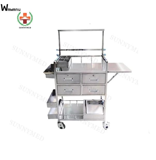 SY-R043 Medicine Wound care car stainless steel Trolley Cart Luxury Hospital multifunctional nursing cart trolley