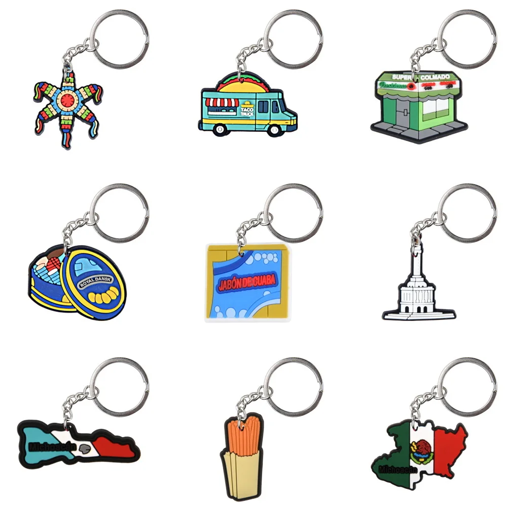 1pcs Mexico Food Juice Keychains Boys Girls Deep-fried Keyrings Kids Cookie Dough Sticks Key Chains Key Rings For Party Favor