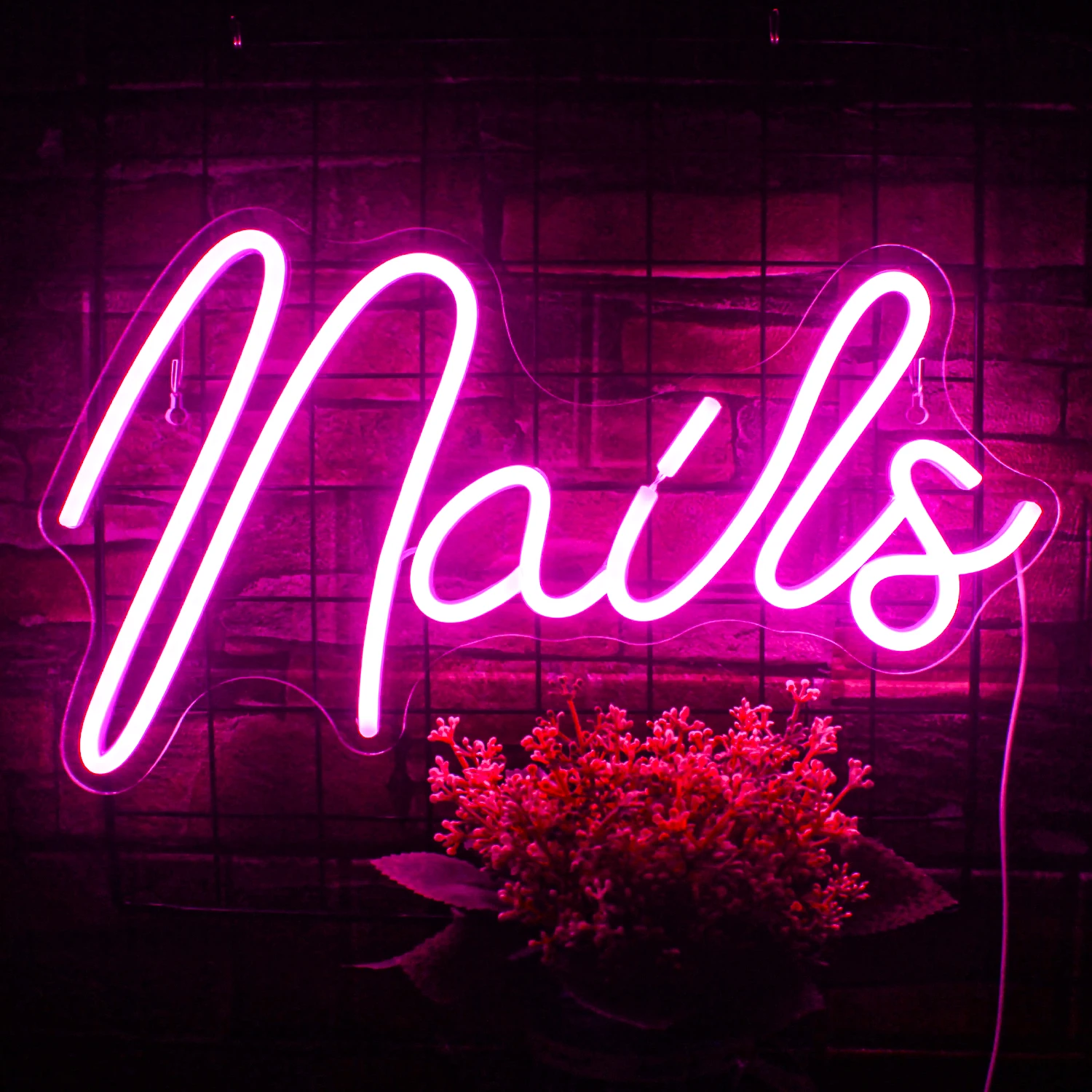 Nails Neon Sign Led Pink Neon Light Up Signs for Wall Decor Nail Salon Beauty Room Decor Indoor Lights for Bedroom Shop Room