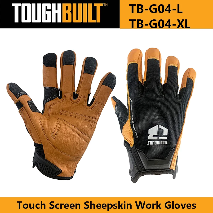 

TOUGHBUILT TB-G04-L / TB-G04-XL Sheepskin Work Gloves Warm Touch Screen Leather Wearable Work Gloves Labor Protection