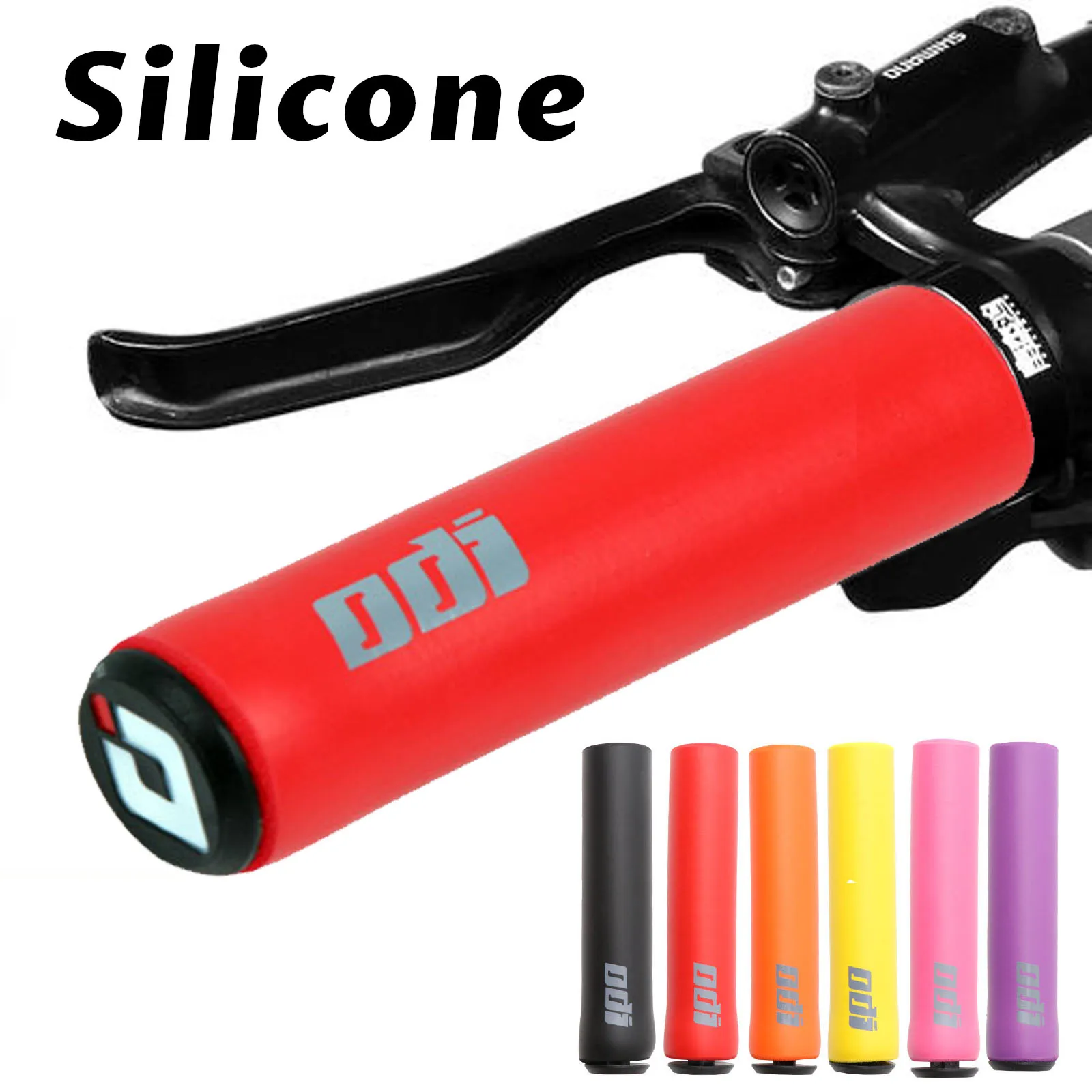 Puños de Silicona Odi Rojos para Bicicleta, Scooter Eléctrico Morado, Bicicleta de Montaña, Puños Ergonómicos para Manillar de 22 mm, Puños Naranja y Verde
