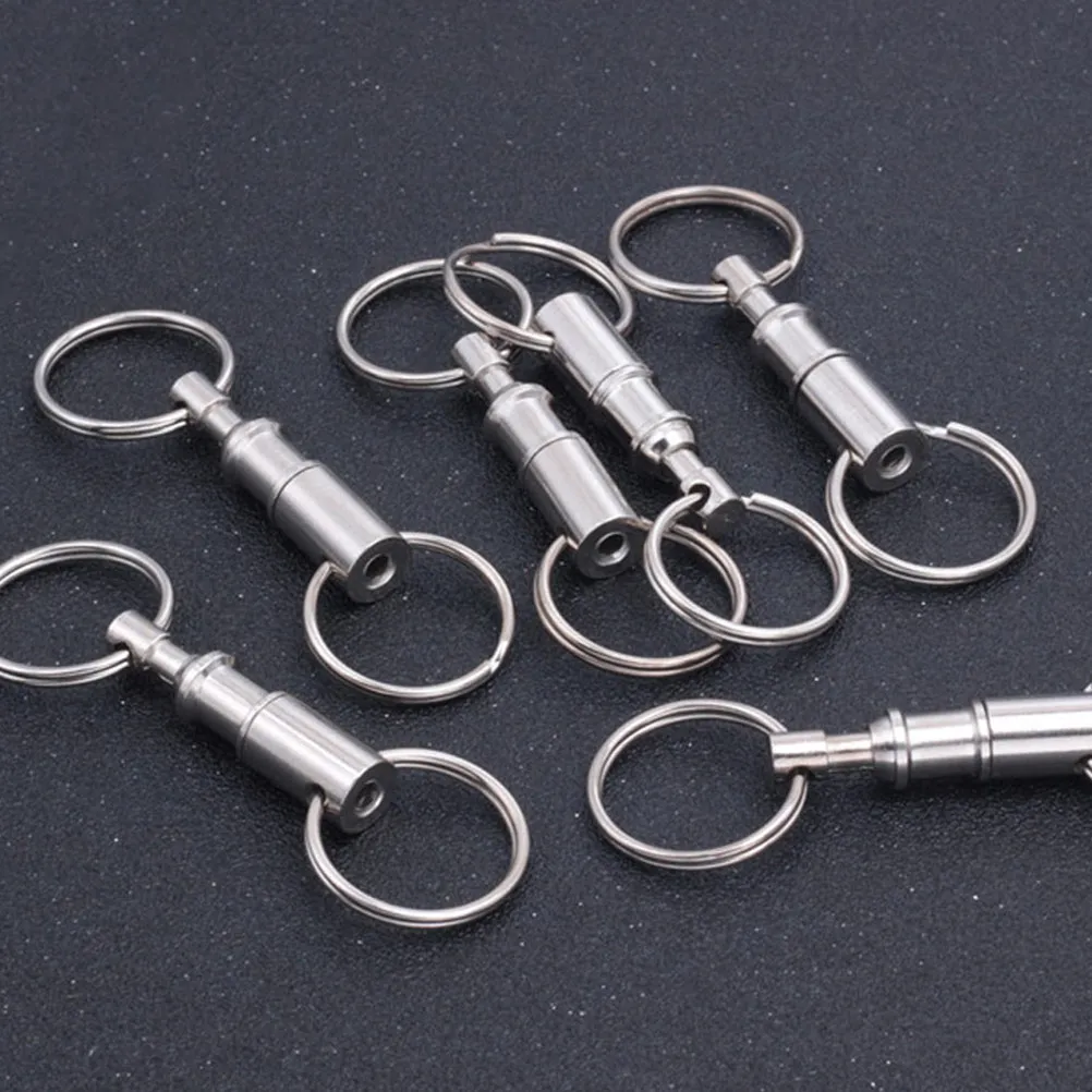 6Pcs Detachable Dual Split Keychain Quick Release Key Holder Heavy Duty Iron Minimalist Pull Apart Keyring for Men Women 8Cm