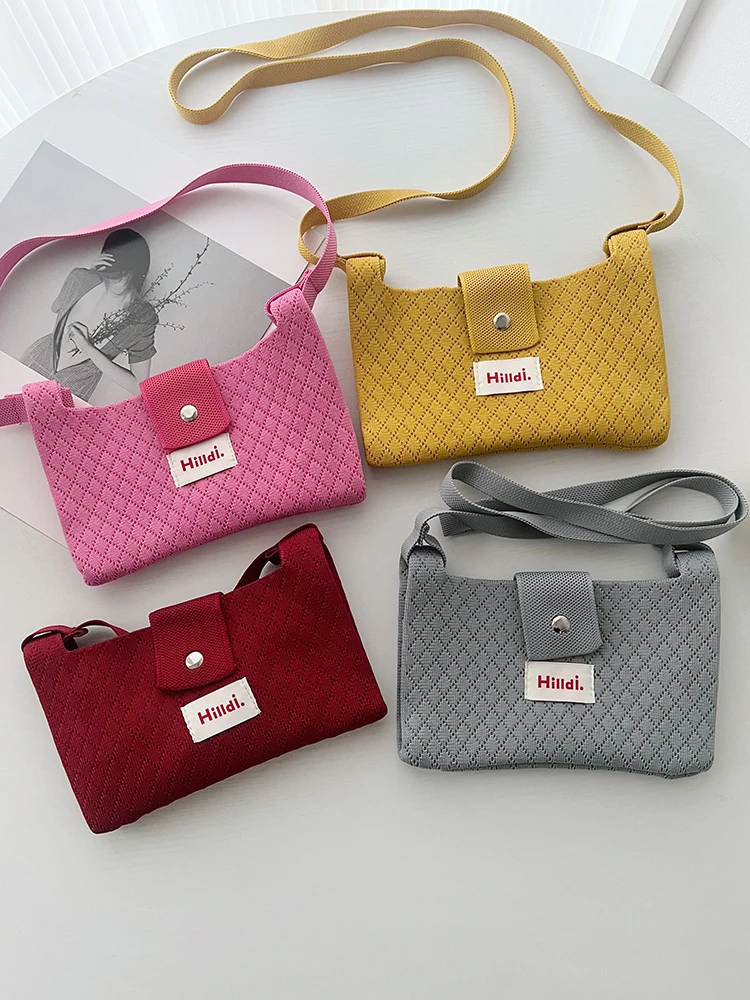 

Korean Japanese Sle Dopane Color Single oulder Slant Cross Bag Women's Ins Lightweight Versatile Knitted Mobile ...