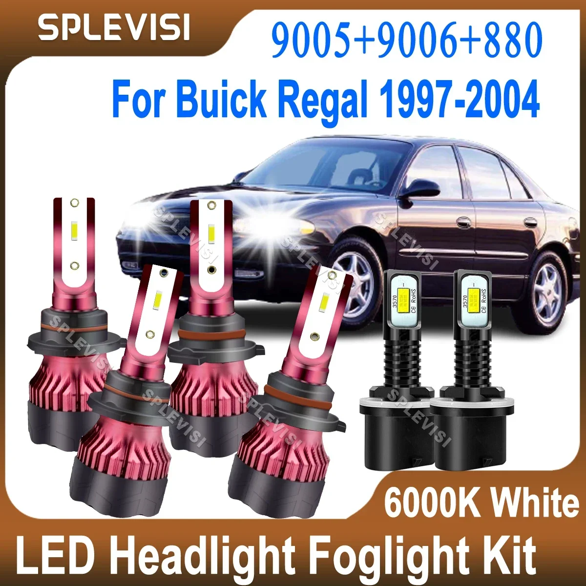 

led lights for car Hi Low Beam Foglight White For Buick Regal 1997 1998 1999 2000 2001 2002 2003 2004