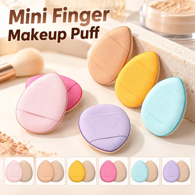 Mini Thumb Air Cushion Puff Teardrop Finger Cosmetic Sponge Wet Dry Dual Use Small Tip Foundation BB Concealer Blender
