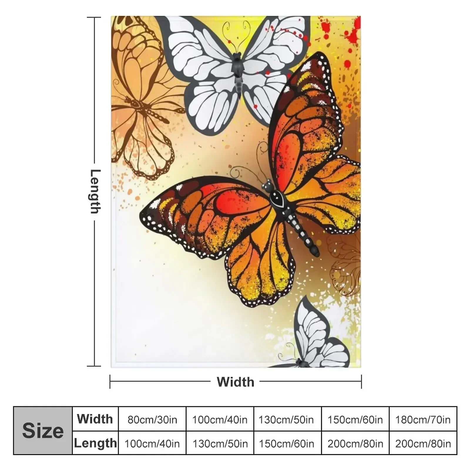 Summer Butterflies Monarchs ( Orange Butterfly ) Throw Blanket couch cozy soft plush fuzzy picnic outdoor blanket