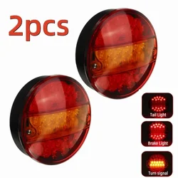 2 Stuks 12-24V Led-achterlicht Ronde Hamburger Achterrem Reverse Turn Stop Signaal Lamp Rv Trailer vrachtwagen Caravan Camper Vrachtwagen Van