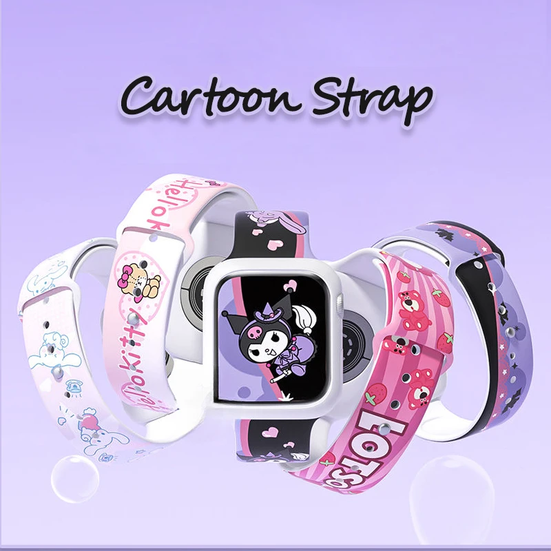 Kuromi Cartoon Band for iWatch Band 41/40/38/49/45/44/42mm Cute Silicone Water-Resistant Strap for iWatch SE 10 9 8 7 6 5 Ultra