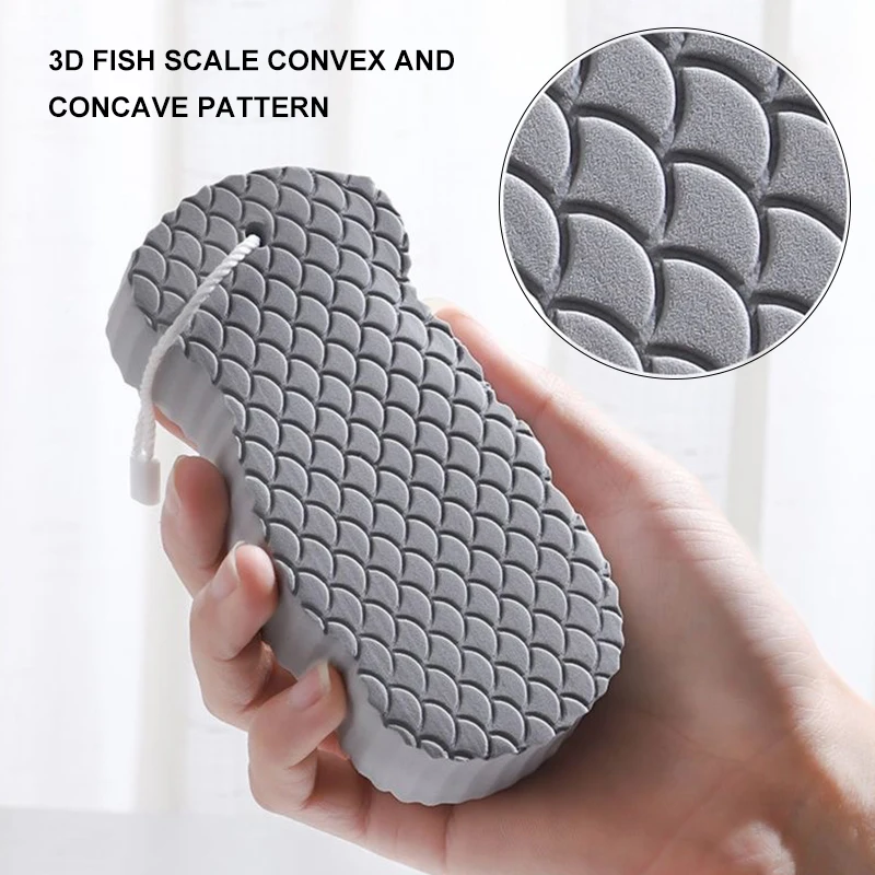 Soft Bath Sponge Brush Exfoliating Dead Skin Sponge For Kids Massager Cleaning Shower Brushes Peeling Fish Scale Sponge Rub image 4