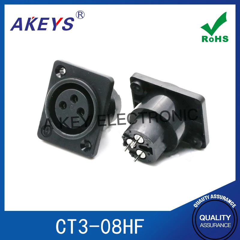 CT3-08HF XLR female base 3-core XLR panel socket microphone 3-pin socket mixer socket