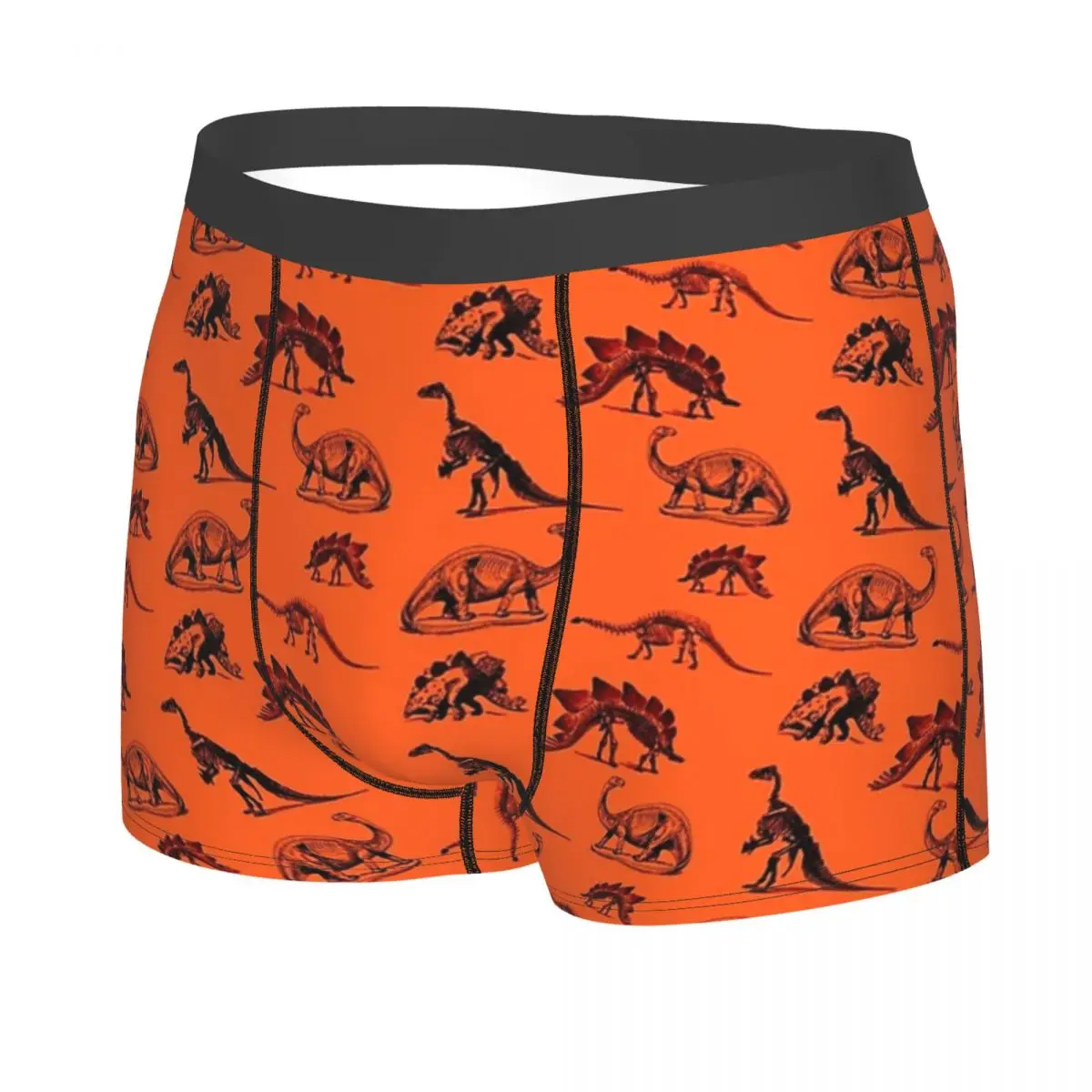 الملاكم السروال السراويل خمر متحف الديناصورات الأسود والبرتقالي (نسخة أصغر) سراويل الذكور ملابس داخلية جيدة التهوية أوم رجل