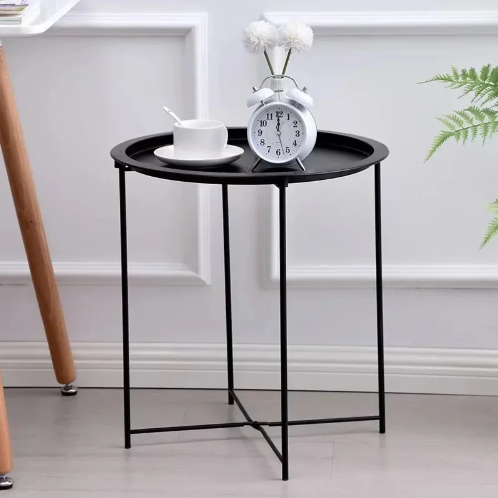 

Black Iron Round Coffee Tables Modern Minimalist Makeup Standing Coffee Table Sofa Center Simple Mesa Table Basse Home Furniture